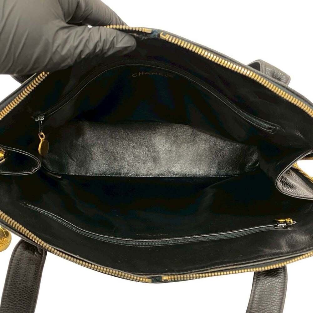 CHANEL Vintage Black Caviar Leather Logo Shoulder Bag - Picture 9 of 10